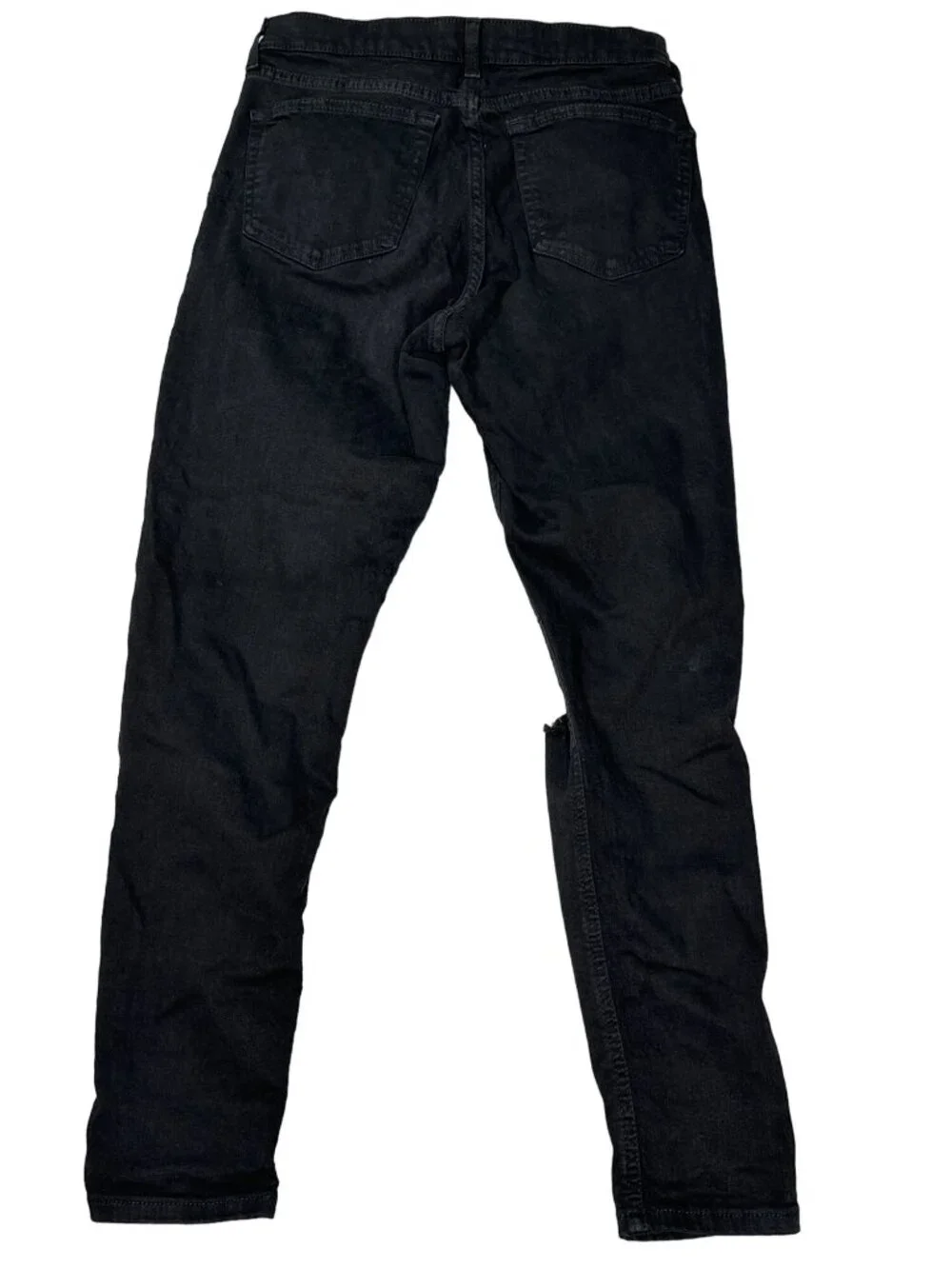 Topshop Jamie Jeans Womens W30 Black High Rise Skinny Distressed Knee Stretch